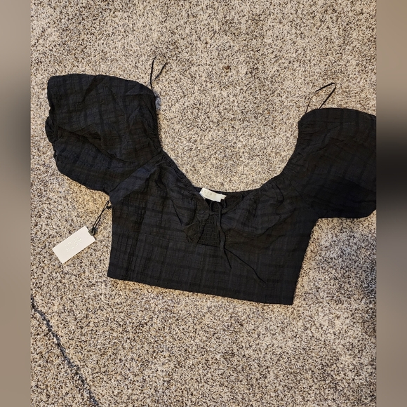 ASTR womens tie front puff sleeve crop top - Picture 2 of 4